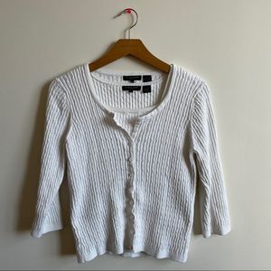 Matching White Knit Sweater Tank Cardigan Set